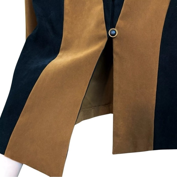 Vtg Amanda Smith Colorblock Buttoned Blazer Jacket Career Brown Black Size 8 - Picture 4 of 9